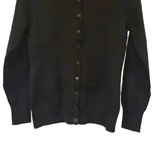 Banana Republic Women's Black Extra Fine Merino Wool/Nylon/Spandex Button Down C - Picture 4 of 11